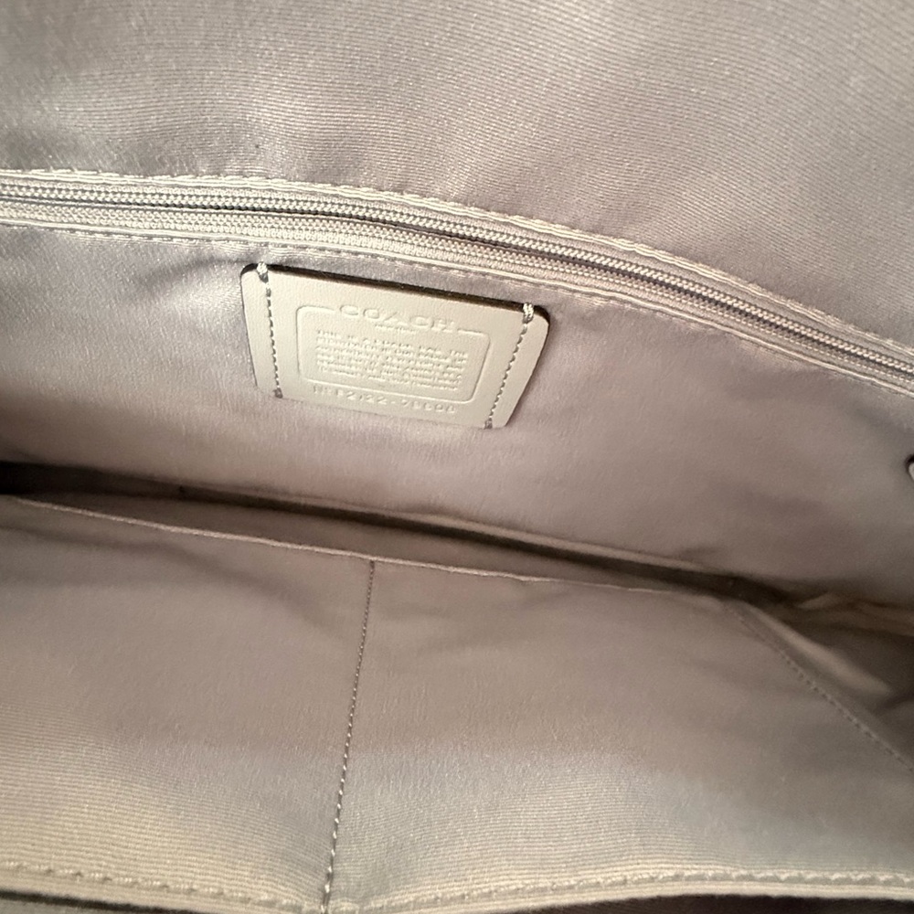 Coach Gray Leather Tote with Front Zip Pocket - Picture 3 of 3